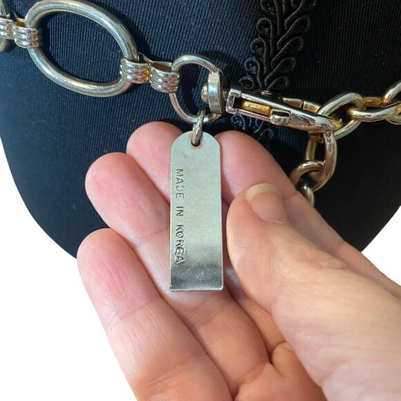 Vintage Studio NY Silver Chain Link Belt Oval Statement Adjustable Y2K Korea - Picture 6 of 8